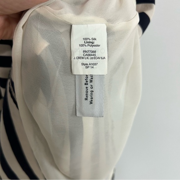 J. Crew Silk Carrie Cami Navy Blue White Striped Halter Camisole Women’s Size 0 - Picture 3 of 5